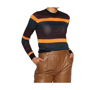 Scotch & Soda Starwatcher Sweater Sz Small Sparkly Orange/Black/Teal Stripe NWT